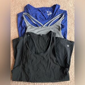 3 Athletic Women's Tank Tops - Navy, Black, and Gray
Lululemon & Old Navy